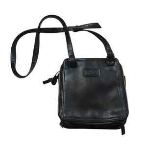 Relic | Black Leather Pebble Multi Compartment Crossbody Satchel Bag | Business